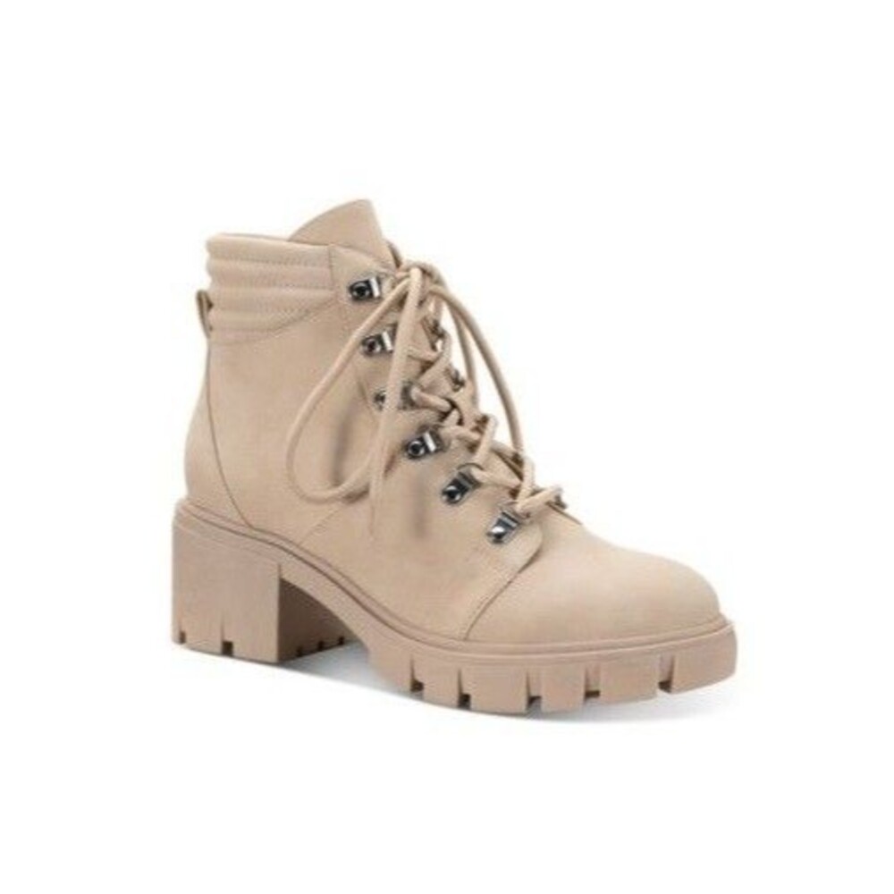 Sun Stone Womens 11 M White Ruthee Lace Up Block Heel Booties Display LY4
